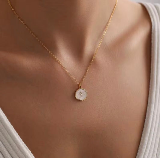 Geometric enamel cross necklace